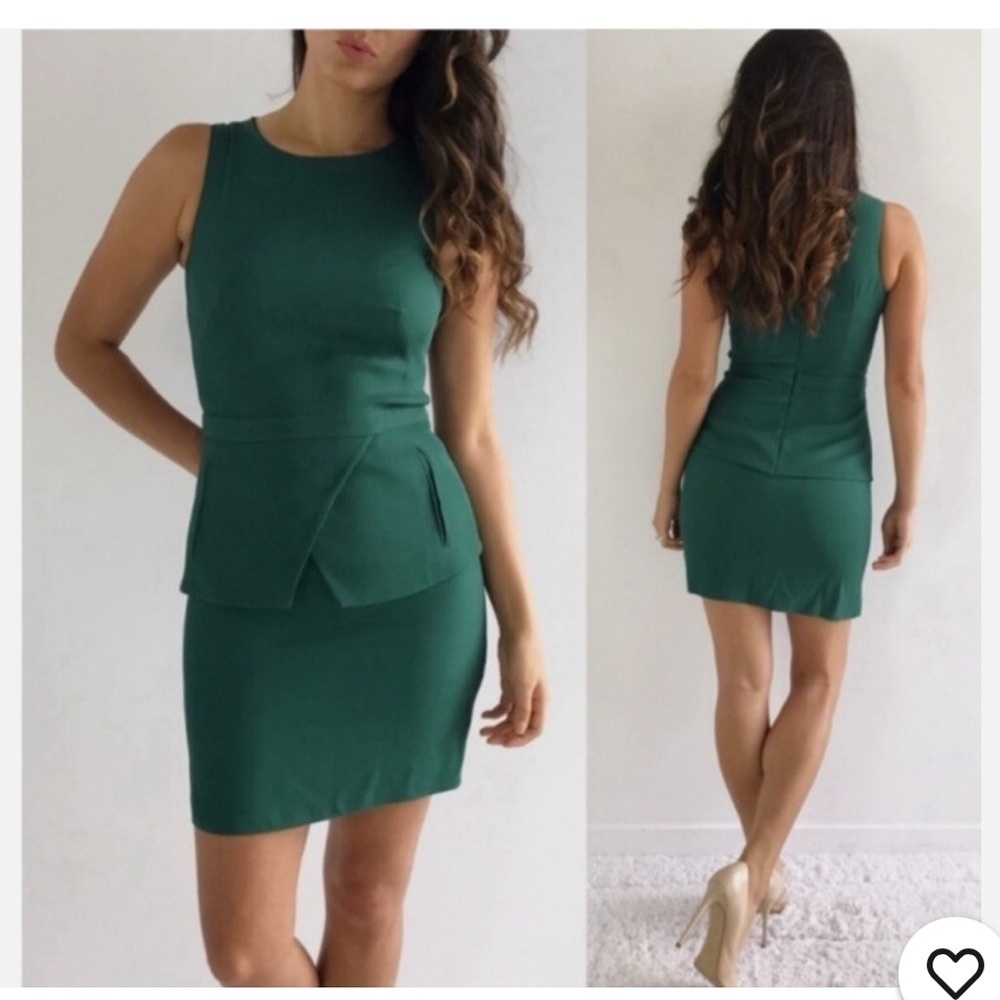 Tibi Green Peplum Sheath Mini Dress Cocktail